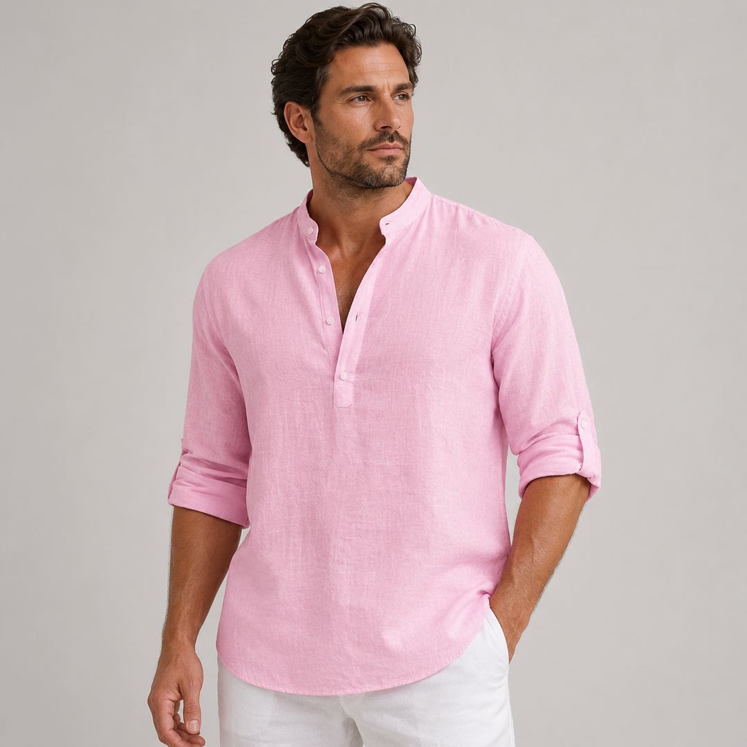 Mateo | Camisa de Lino Casual con Cuello Mao
