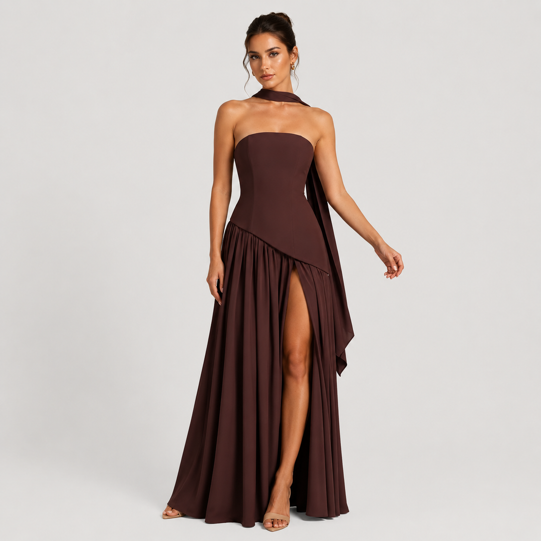 Carla | Vestido Largo Palabra de Honor con Abertura