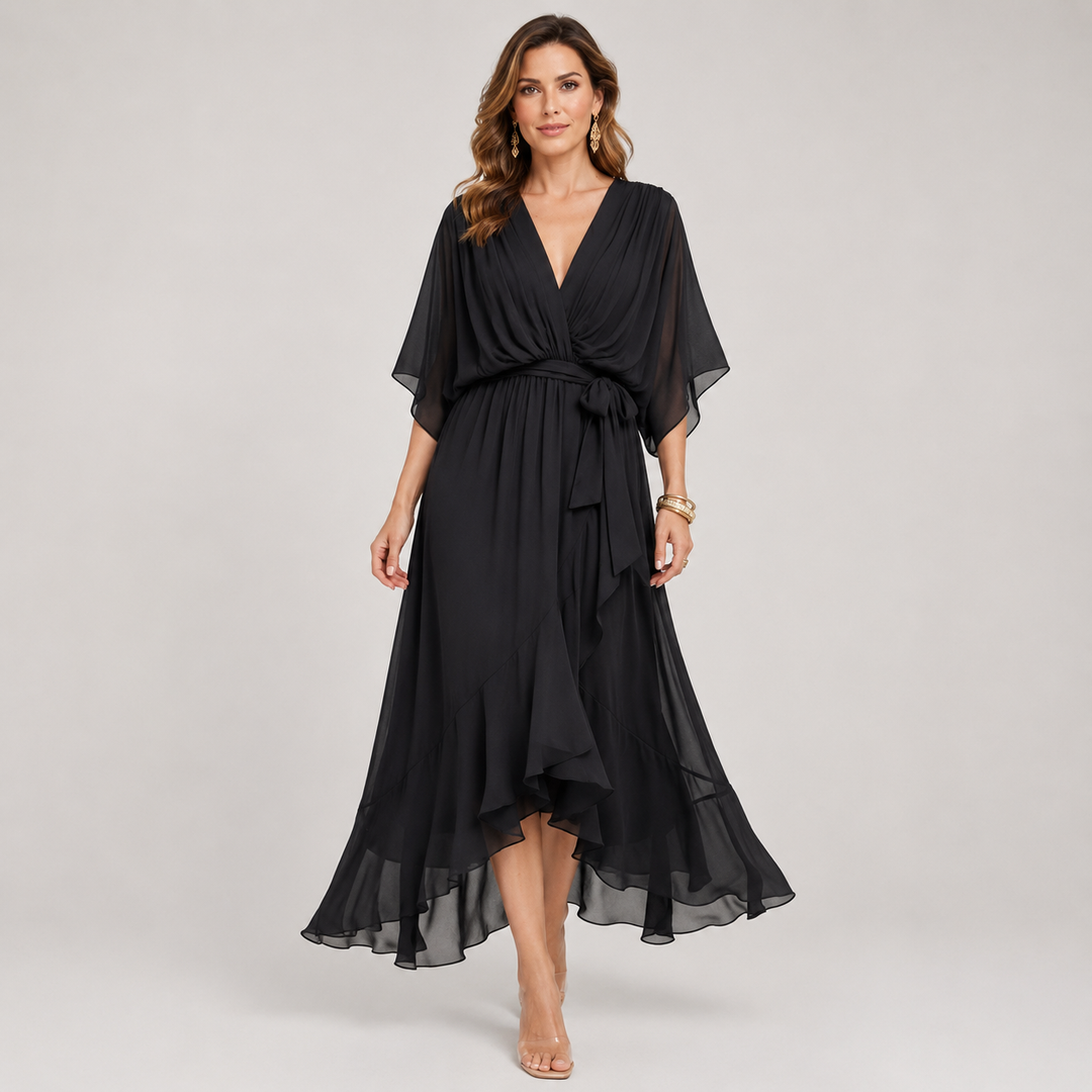 Isabel | Vestido Midi Cruzado con Cuello en V