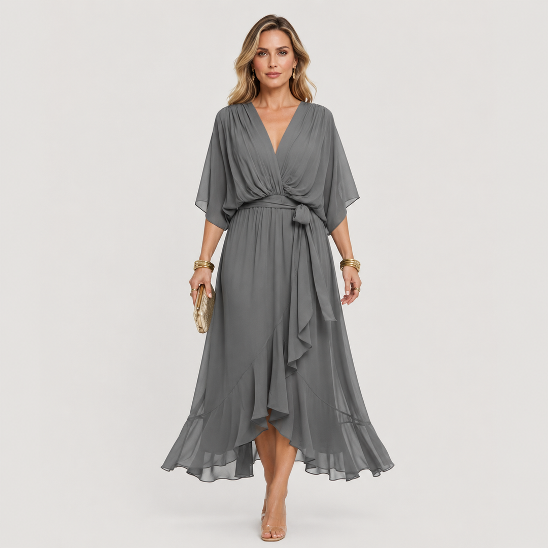 Isabel | Vestido Midi Cruzado con Cuello en V