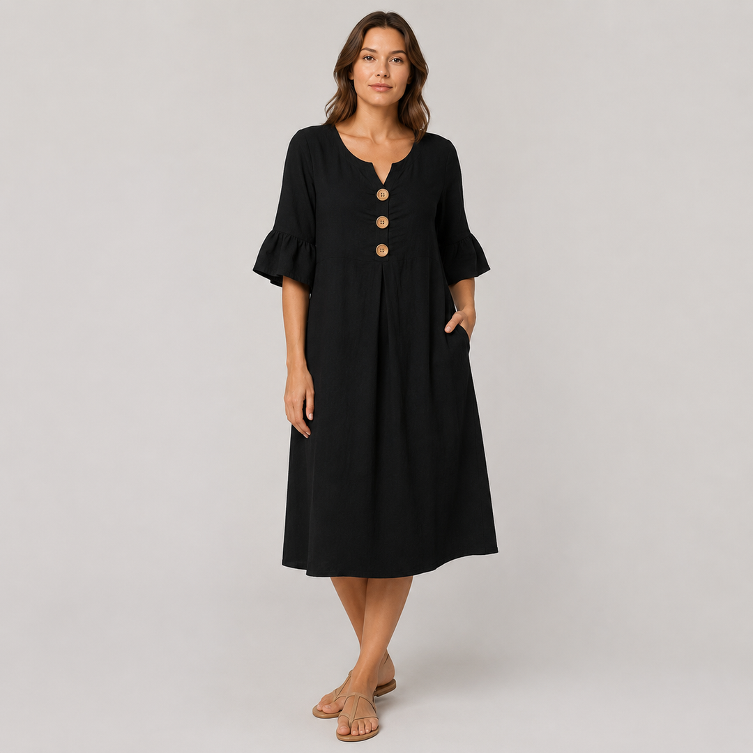 Carmen | Vestido Midi de Lino con Botones