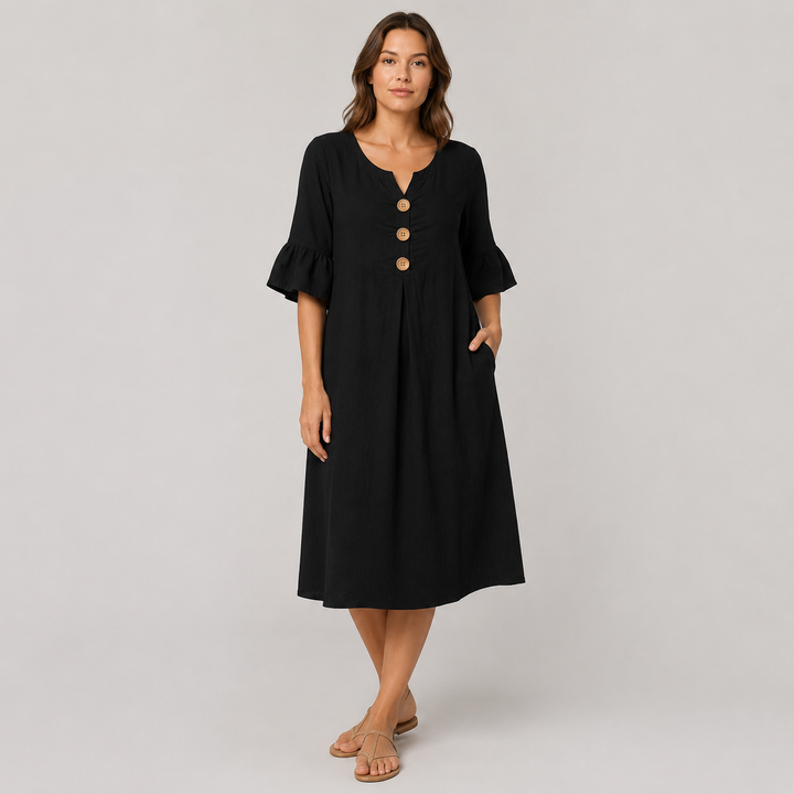 Carmen | Vestido Midi de Lino con Botones