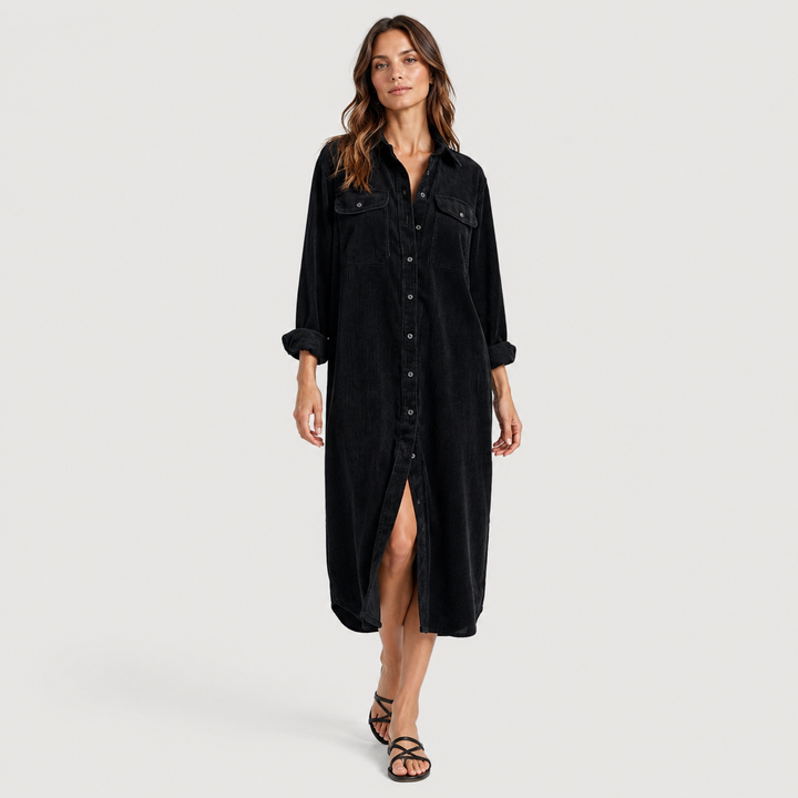 Lucía | Vestido Camisero Midi de Pana