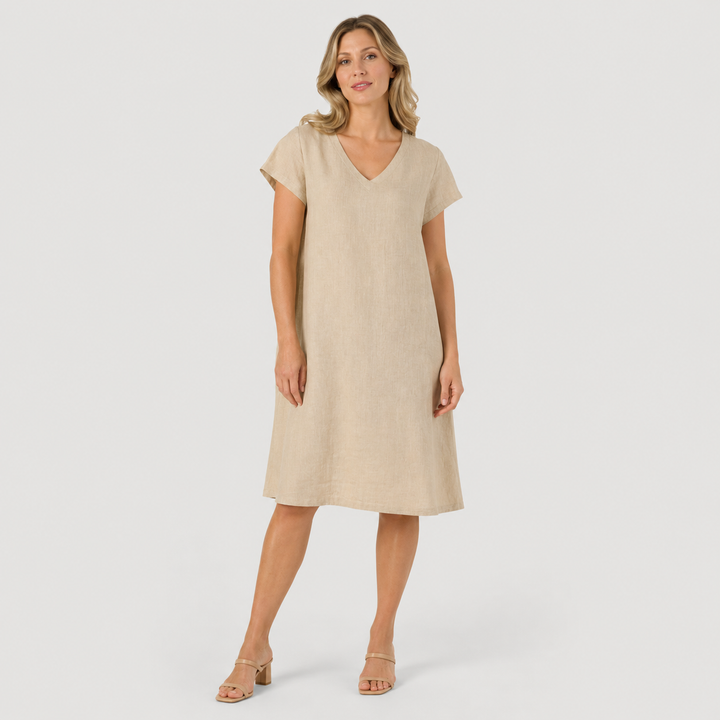 Klara | Vestido Midi de Algodón con Cuello en V