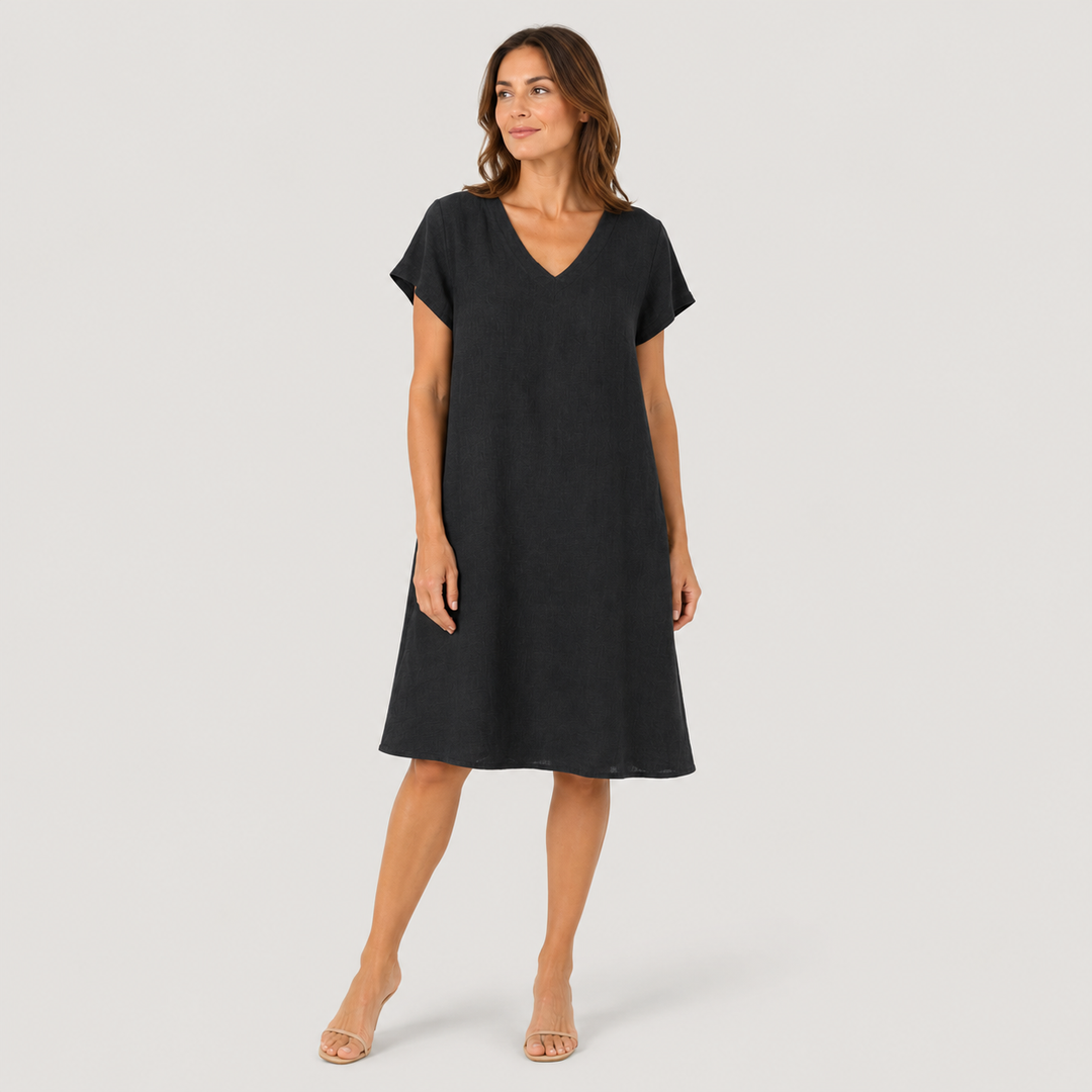 Klara | Vestido Midi de Algodón con Cuello en V