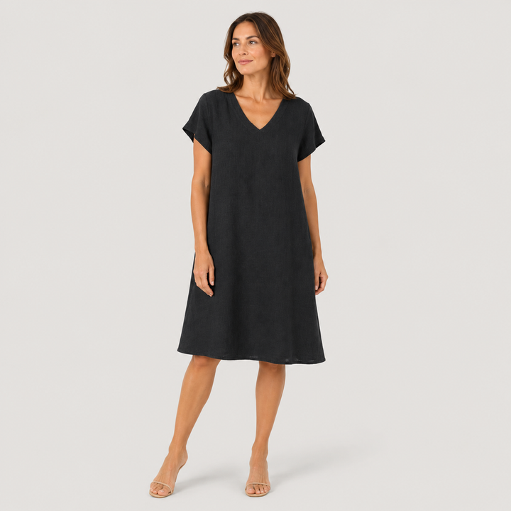 Klara | Vestido Midi de Algodón con Cuello en V