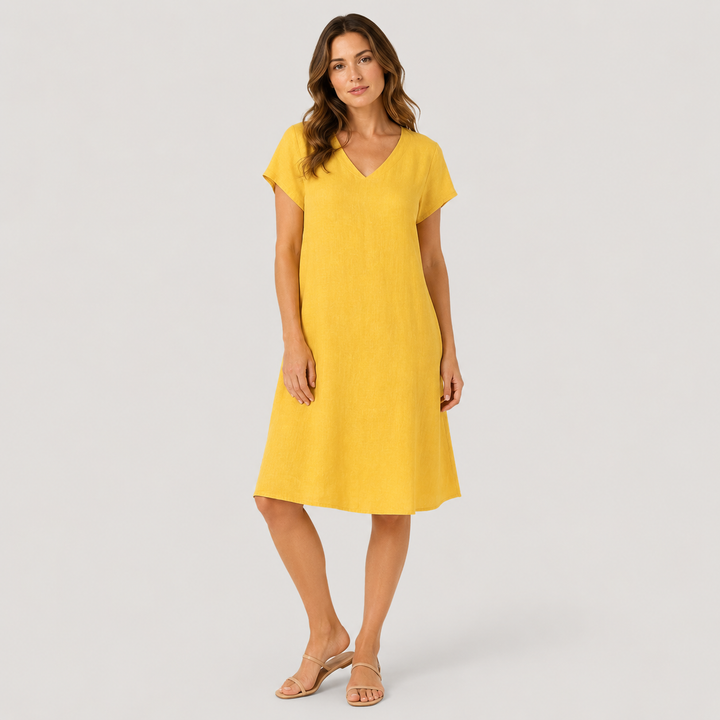 Klara | Vestido Midi de Algodón con Cuello en V