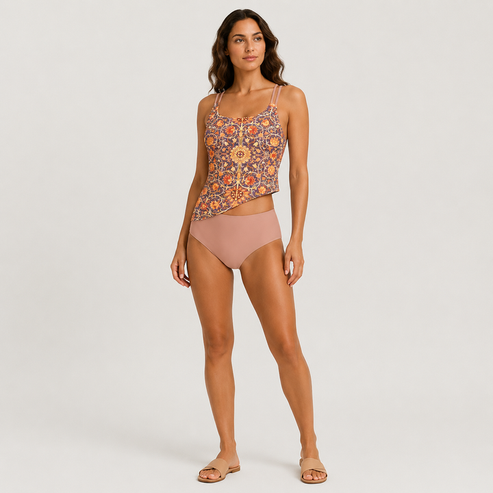 Róża | Tankini Floral con Braguita de Cintura Alta