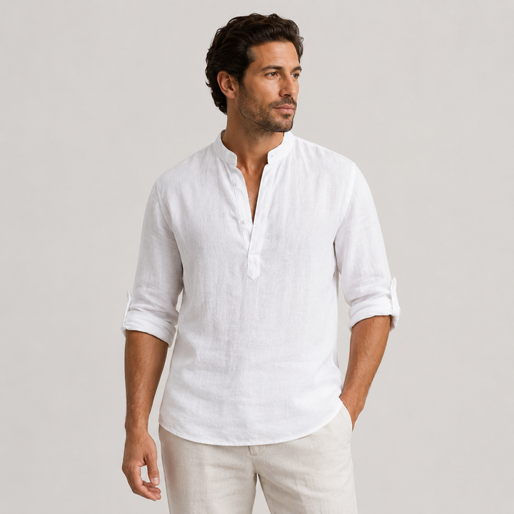 Mateo | Camisa de Lino Casual con Cuello Mao