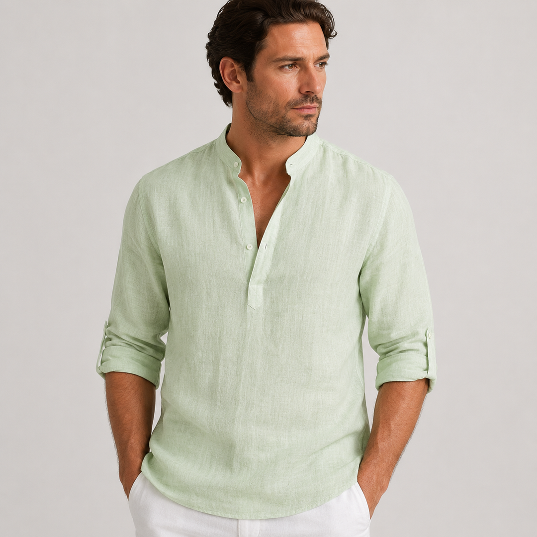 Mateo | Camisa de Lino Casual con Cuello Mao
