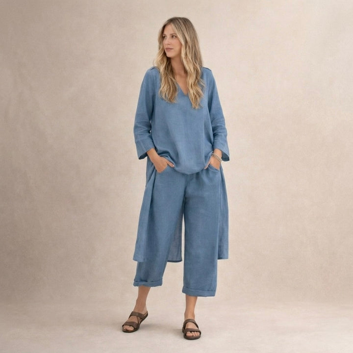 Marianne | Luźny Komplet Lniany