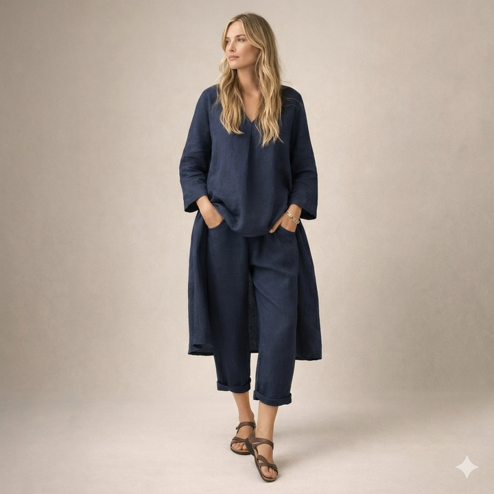 Marianne | Luźny Komplet Lniany