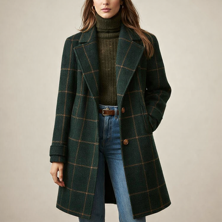 Barbara | Klasyczny Płaszcz w Kratę