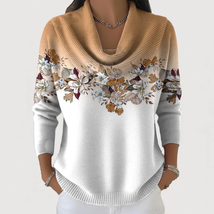 Liliana™ | kwiatowy sweter z szerokim kołnierzem