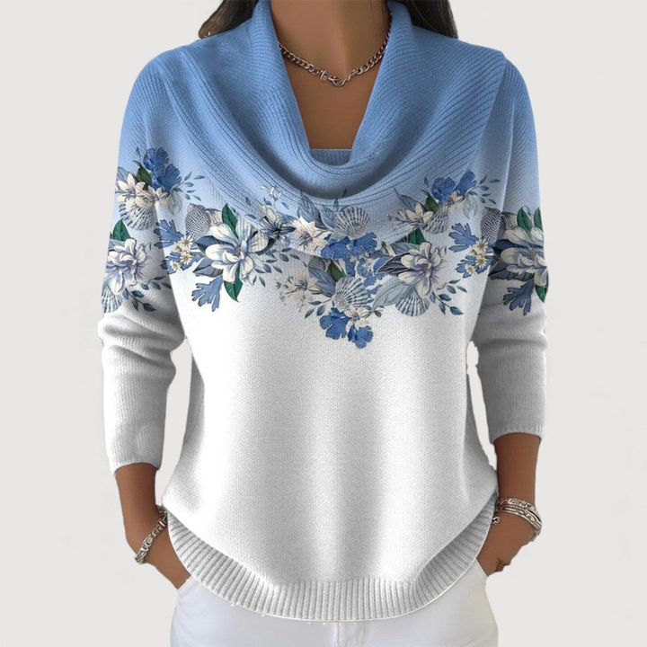 Liliana™ | kwiatowy sweter z szerokim kołnierzem