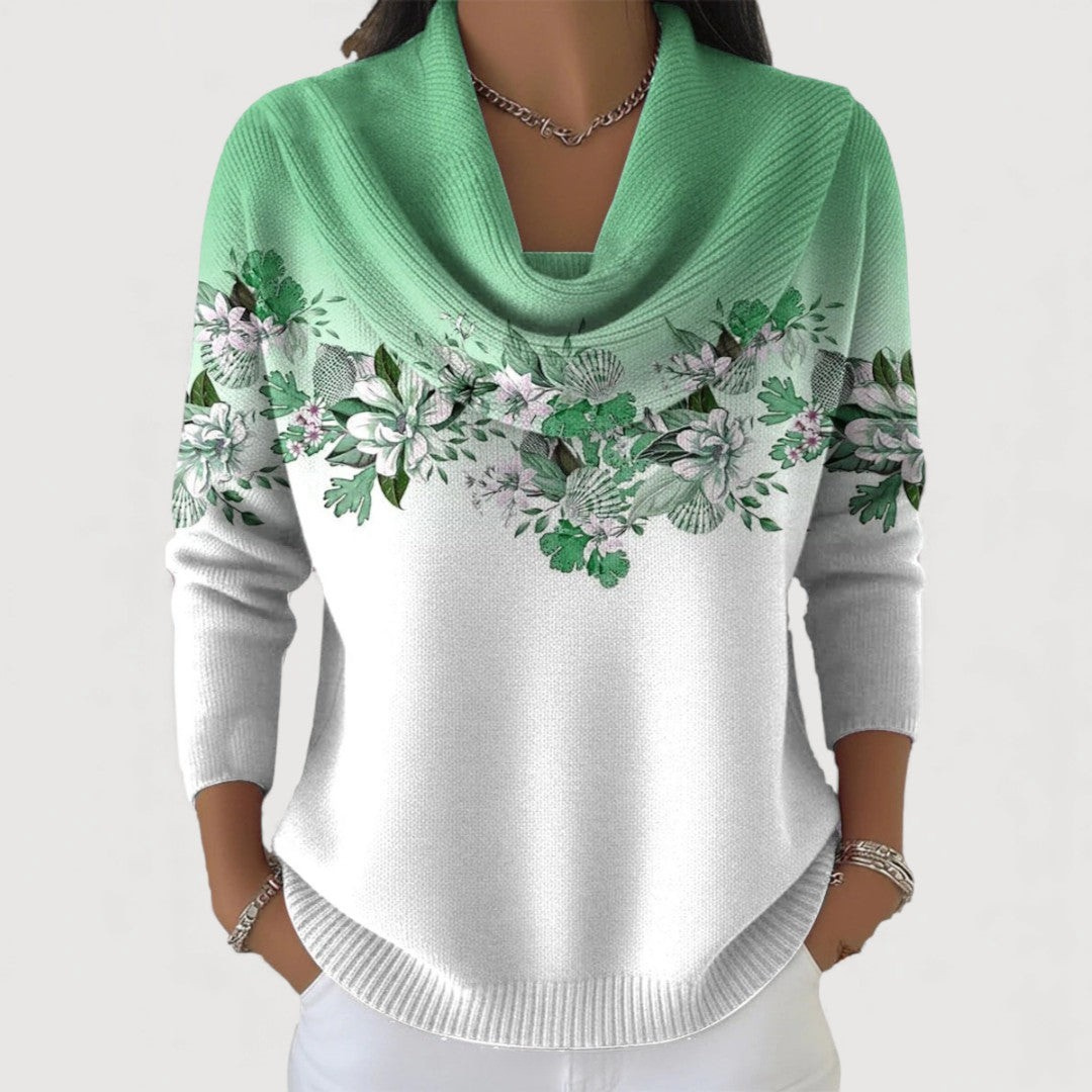 Liliana™ | kwiatowy sweter z szerokim kołnierzem