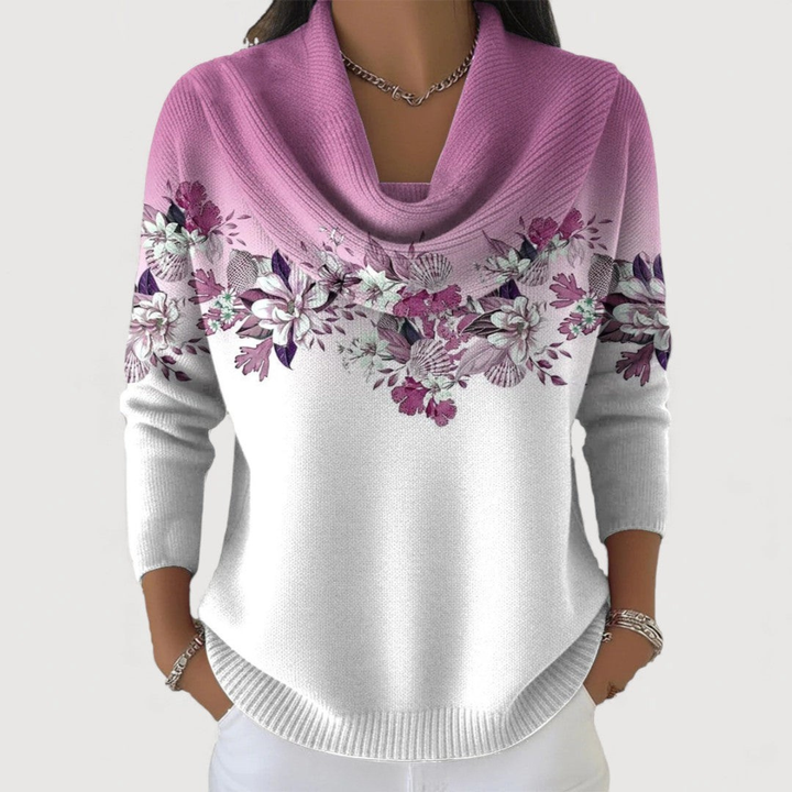 Liliana™ | kwiatowy sweter z szerokim kołnierzem