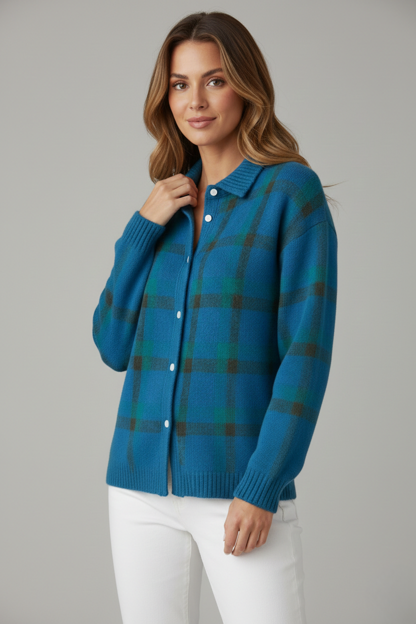 Agnieszka | Klasyczny Kardigan W Kratę