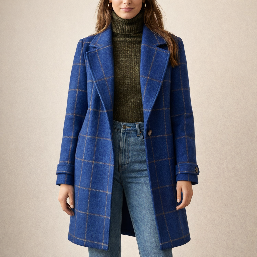 Barbara | Klasyczny Płaszcz w Kratę