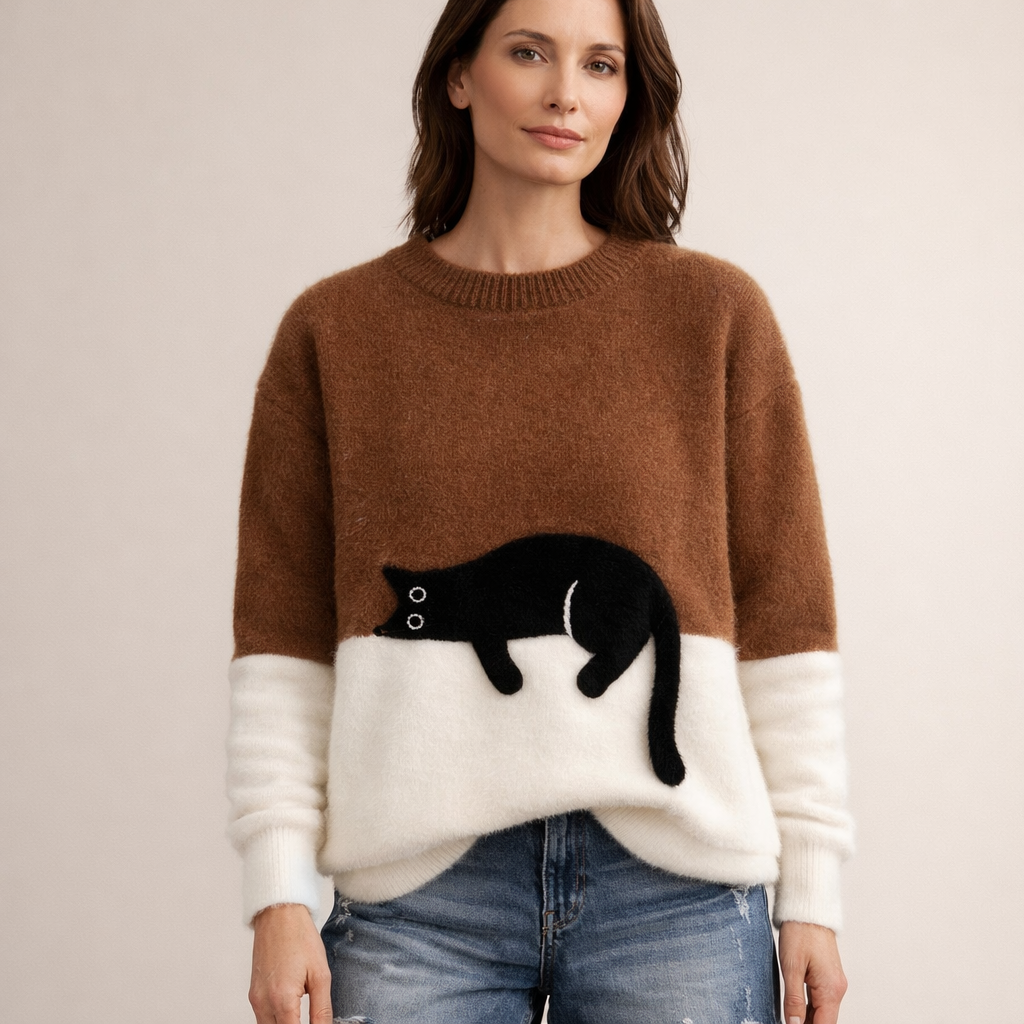 Elżbieta™ | Pluszowy Sweter z Kotem