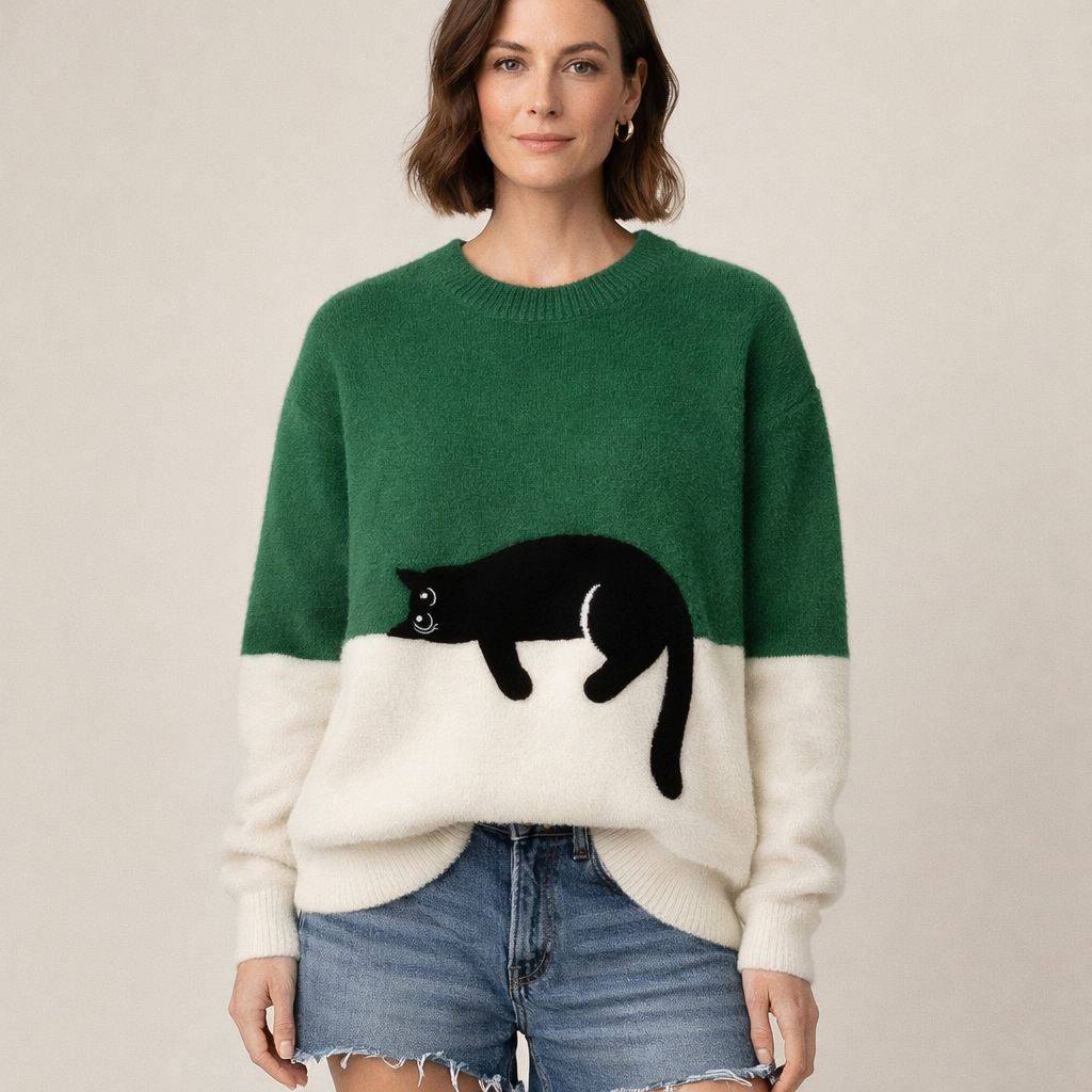 Elżbieta™ | Pluszowy Sweter z Kotem