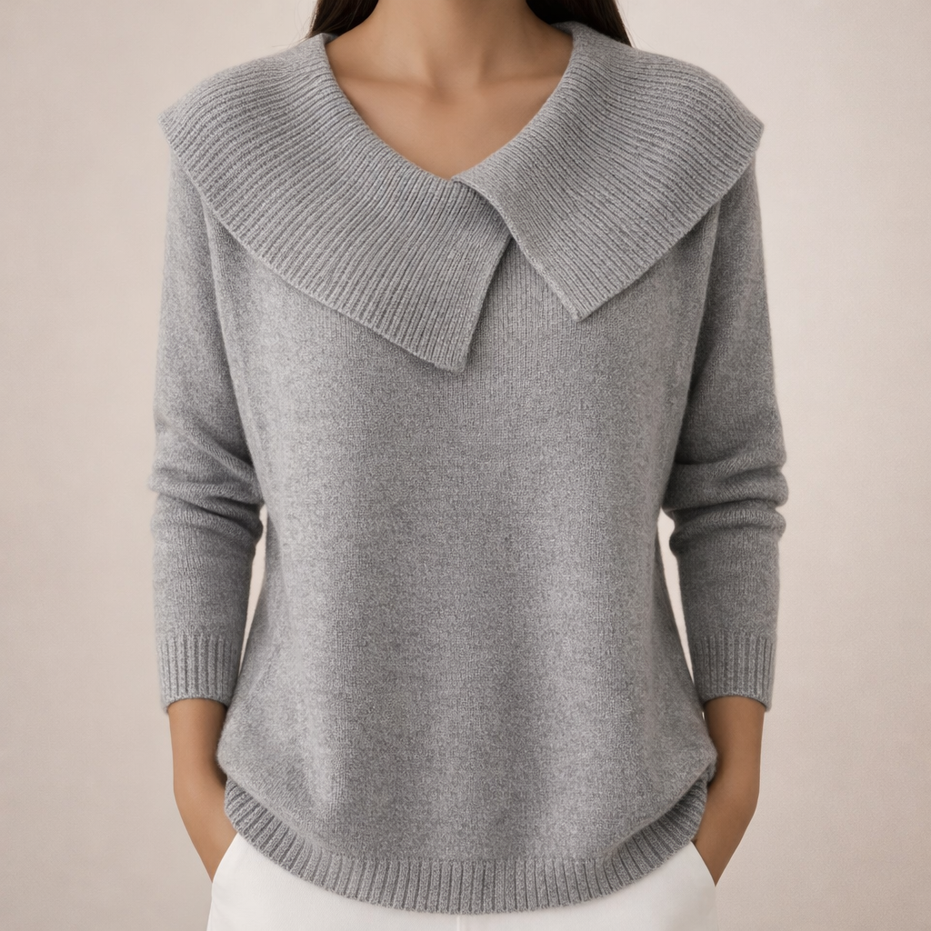 Magda | Sweter z Szerokim Kołnierzem