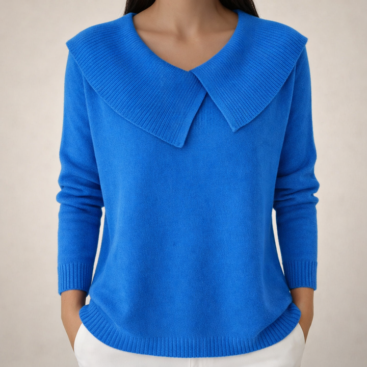 Magda | Sweter z Szerokim Kołnierzem