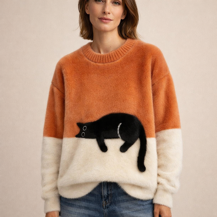 Elżbieta™ | Pluszowy Sweter z Kotem
