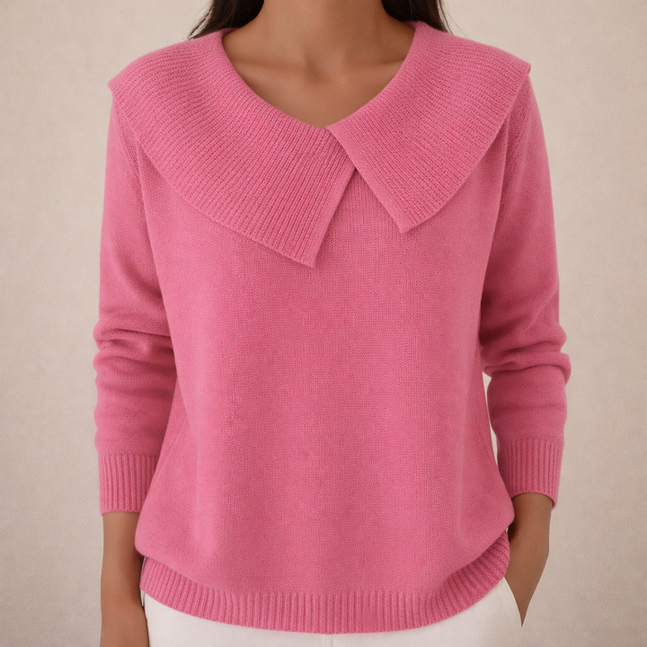 Magda | Sweter z Szerokim Kołnierzem