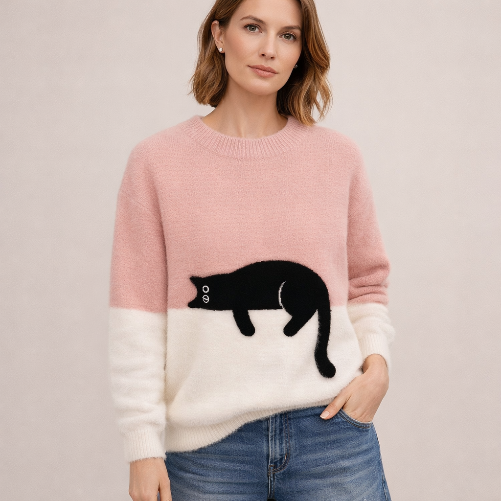 Elżbieta™ | Pluszowy Sweter z Kotem