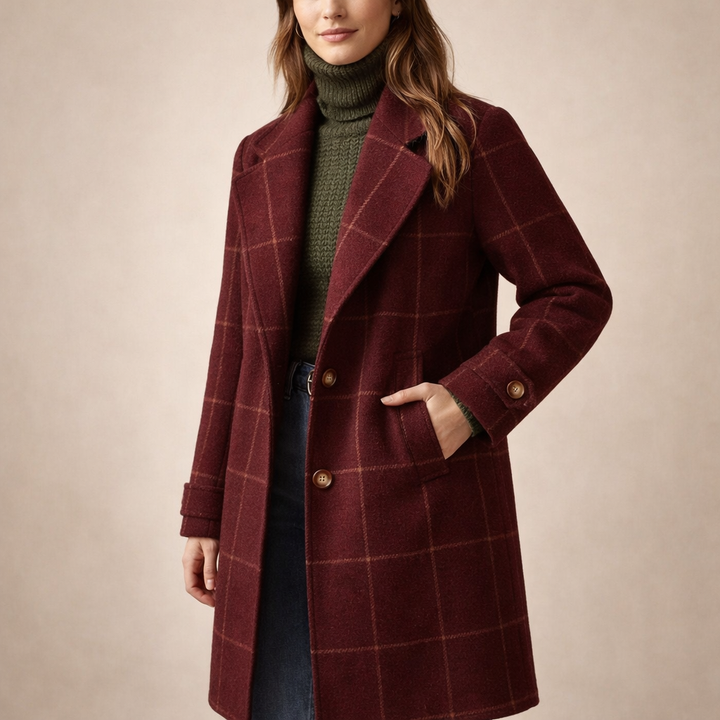 Barbara | Klasyczny Płaszcz w Kratę