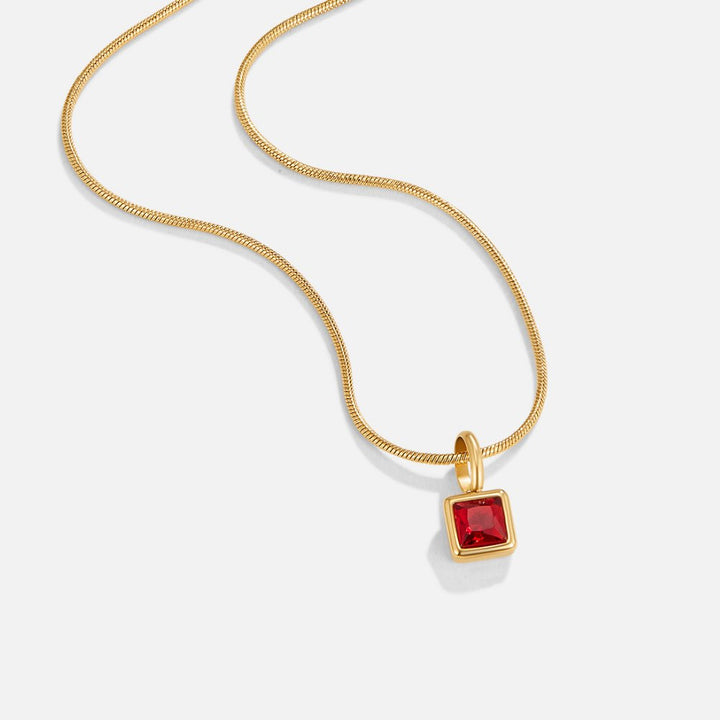Naszyjnik z kamieniem urodzinowym Square Pendant